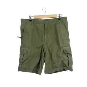 LL Bean Traditional For Green Ripstop Heavy Duty Cargo Shorts Size 36
